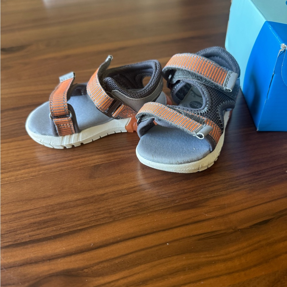 Stride Rite Orange and Gray Sandals with Cushioned Soles - Toddler Shoes